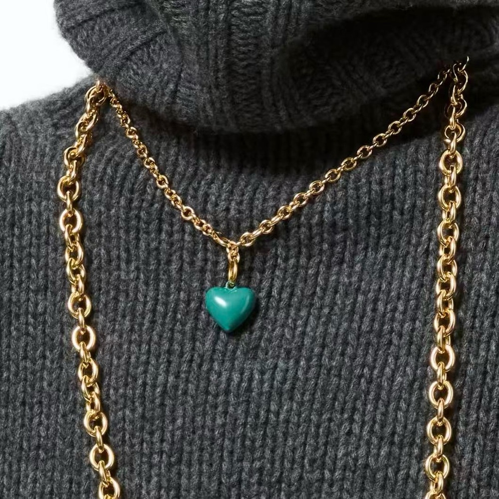 Roxanne Assoulin The Mini Puffy Heart Charm Necklace in Forest *NEW*